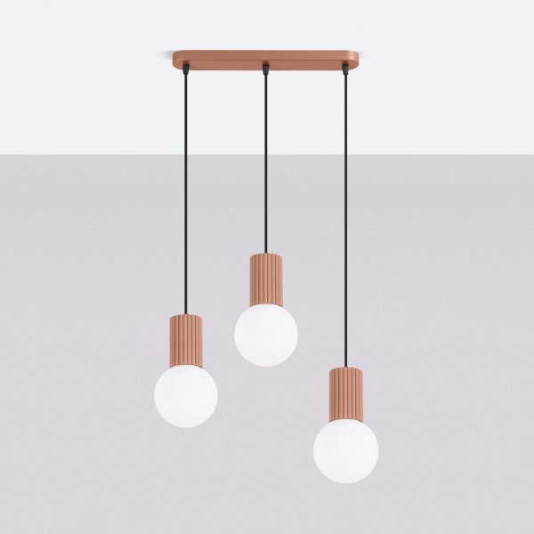 Hängelampe blendarm Glas Aluminium Mokka G9 L:40cm