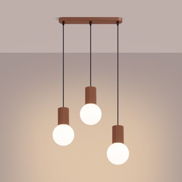 Hängelampe blendarm Glas Aluminium Mokka G9 L:40cm