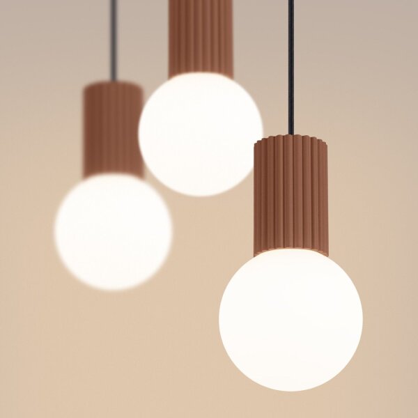 Hängelampe blendarm Glas Aluminium Mokka G9 L:40cm