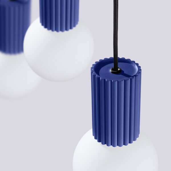 Hängelampe Glas Aluminium Ultramarin 3-flammig G9 40cm