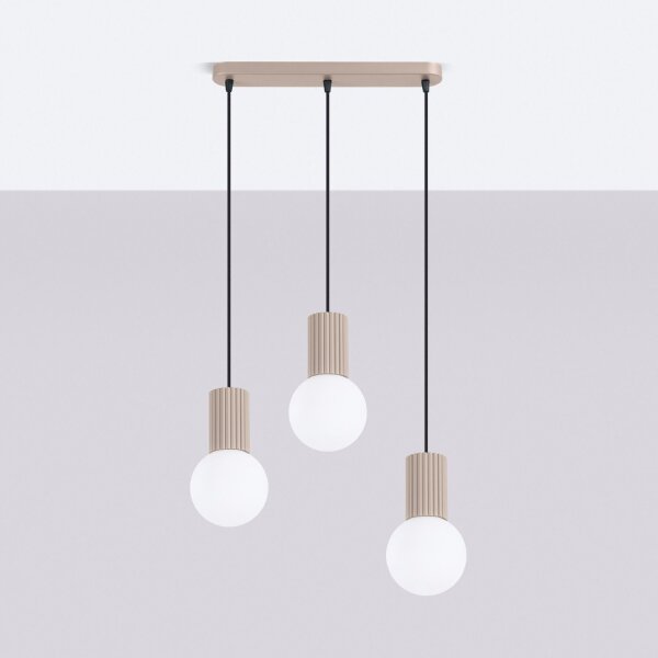 Hängelampe blendarm Glas Aluminium Taupe G9 L:40cm