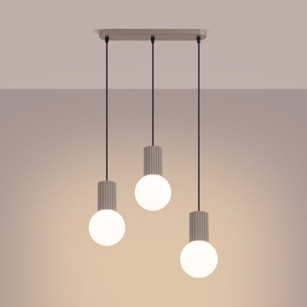 Hängelampe blendarm Glas Aluminium Taupe G9 L:40cm