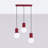 Hängelampe Glas Aluminium Burgund 3-flammig G9 L:40cm