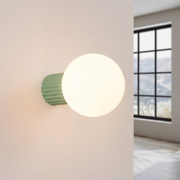 Wandlampe Glas Aluminium Salbei G9 IP44 H:12cm rund