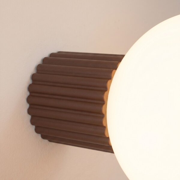 Wandlampe Glas Aluminium Braun G9 IP44 H:12cm rund