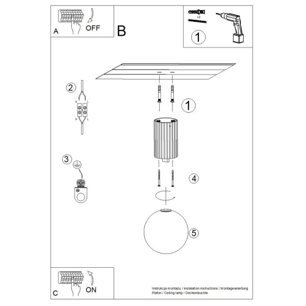 Deckenleuchte Glas Aluminium Braun G9 IP44 L:12 cm