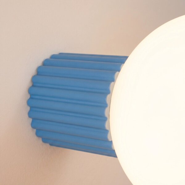 Wandlampe Glas Aluminium Hellblau G9 IP44 H:12cm rund