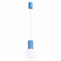 H&auml;ngelampe blendarm Glas Aluminium Hellblau G9...