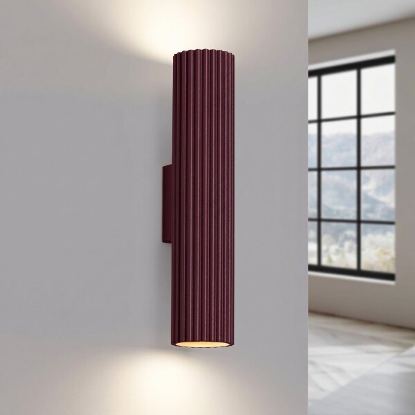 Wandleuchte Up Down Aluminium Burgund GU10 T:8,5cm