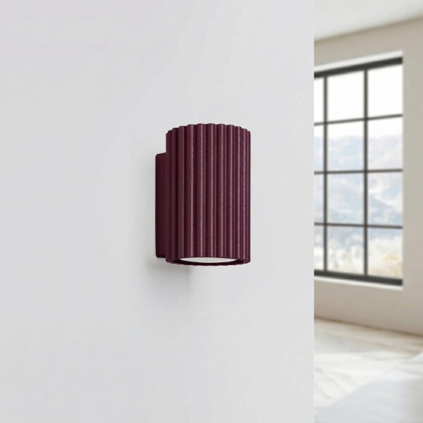 Wandlampe Up Down indirekt Aluminium Burgund GU10 10cm