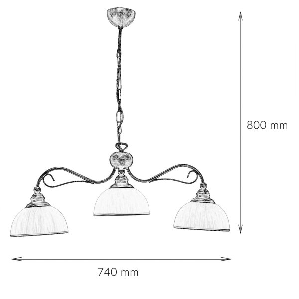 Pendelleuchte in Braun antik L:74cm Esstisch Lampe