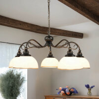 H&auml;ngelampe Braun antik Jugendstil Esstisch 5xE27