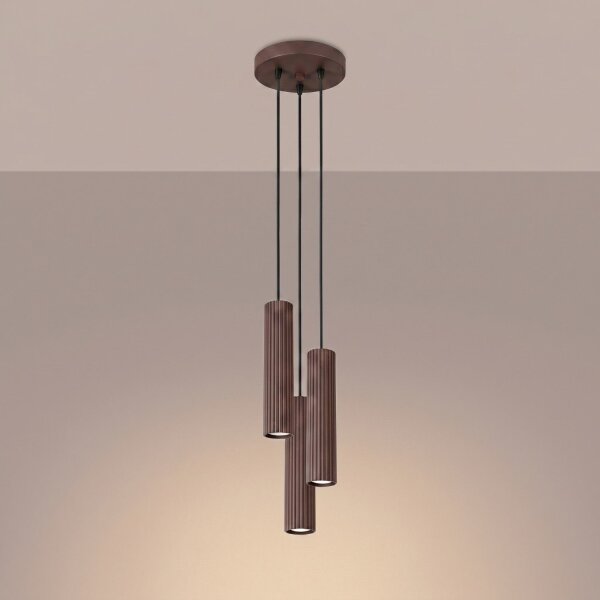 Hängelampe höhenverstellbar Aluminium Braun GU10 19,5cm