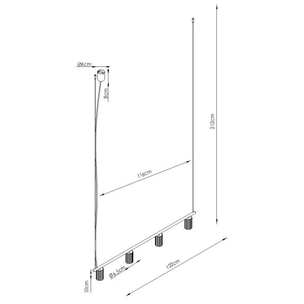 Hängelampe verstellbar Aluminium Burgund GU10 L:122cm