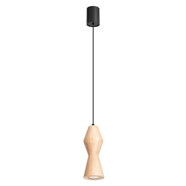 Pendelleuchte Holz Schwarz Natur GU10 Ø10 cm rund