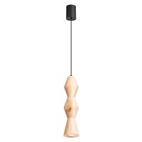 Pendelleuchte Holz Schwarz Natur GU10 &Oslash;10cm rund...