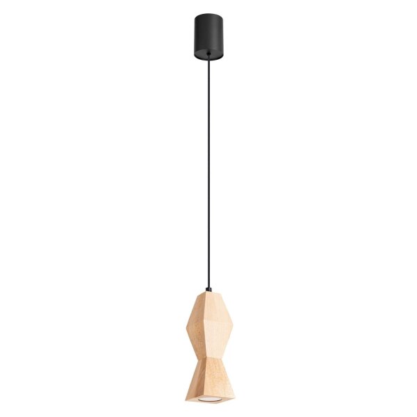 Pendelleuchte Holz Schwarz Natur Modern GU10 Ø8 cm rund