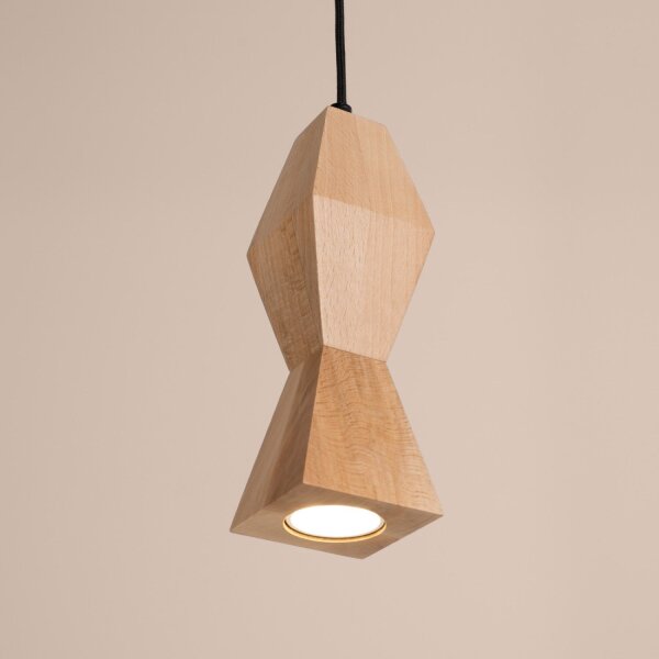 Pendelleuchte Holz Schwarz Natur Modern GU10 Ø8 cm rund
