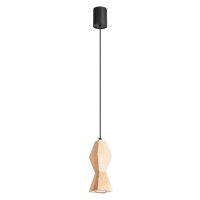 Pendelleuchte Holz Schwarz Natur Modern GU10 &Oslash;8 cm rund