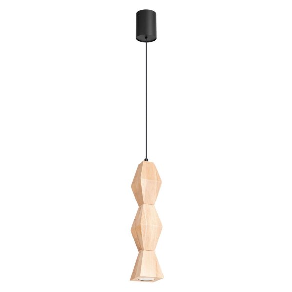 Pendelleuchte Holz Schwarz Natur GU10 Ø8cm rund Modern