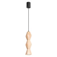 Pendelleuchte Holz Schwarz Natur GU10 &Oslash;8cm rund Modern