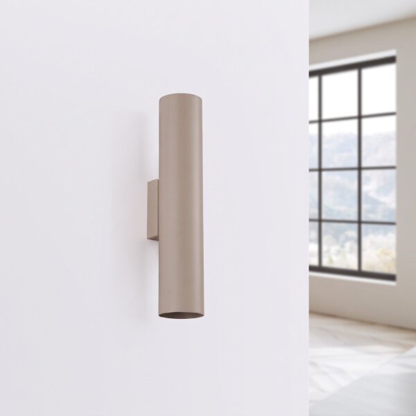 Wandlampe Up Down indirekt Stahl Taupe GU10 T:8 cm