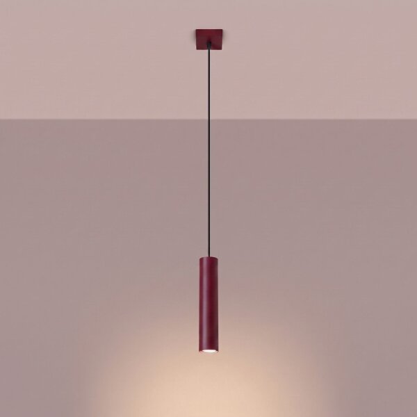 Pendelleuchte Modern Stahl Burgund GU10 L:8 cm wohnlich