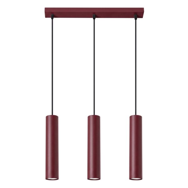 Pendelleuchte Stahl Burgund 3-flammig GU10 L:45 cm