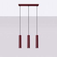 Pendelleuchte Stahl Burgund 3-flammig GU10 L:45 cm