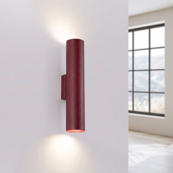 Wandlampe Up Down indirekt Stahl Burgund GU10 T:8cm