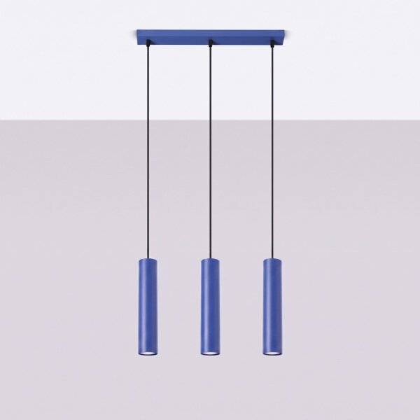 Hängelampe Stahl Ultramarin 3-flammig GU10 L:45 cm