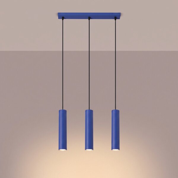 Hängelampe Stahl Ultramarin 3-flammig GU10 L:45 cm