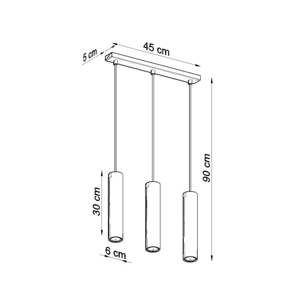 Hängelampe Stahl Ultramarin 3-flammig GU10 L:45 cm