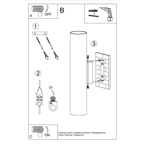 Wandlampe Up Down Stahl Ultramarin 2-flammig GU10 T:8cm