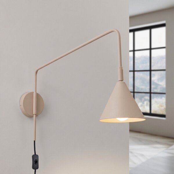Wandlampe Stahl Taupe Schalter Stecker E14 H:30 cm