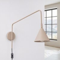 Wandlampe Stahl Taupe Schalter Stecker E14 H:30 cm