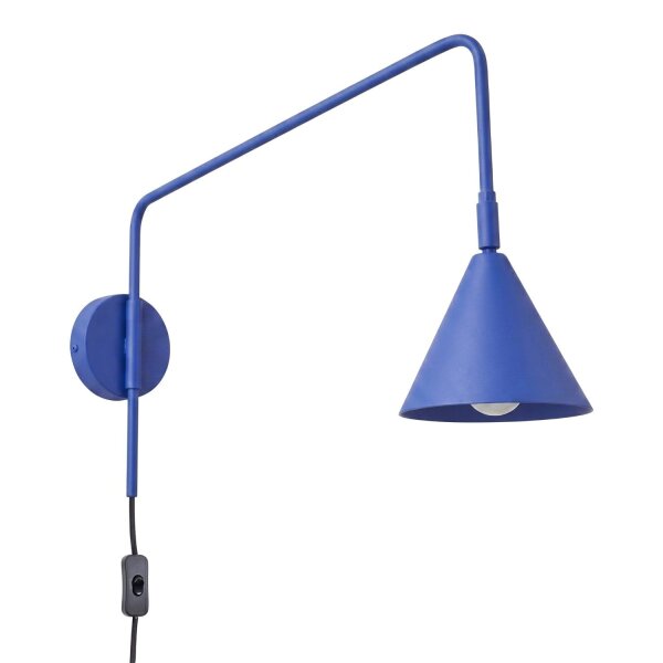Wandlampe Stahl Ultramarin Schalter Stecker E14 T:61cm