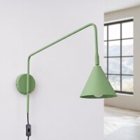 Wandlampe Stahl Salbei Schalter Stecker E14 B:14cm