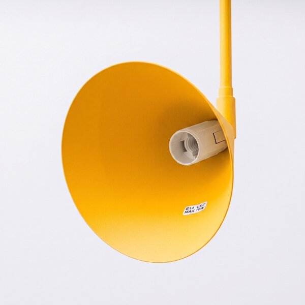 Wandleuchte Stahl Gelb Schalter Stecker E14 T:61cm