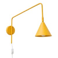 Wandleuchte Stahl Gelb Schalter Stecker E14 T:61cm
