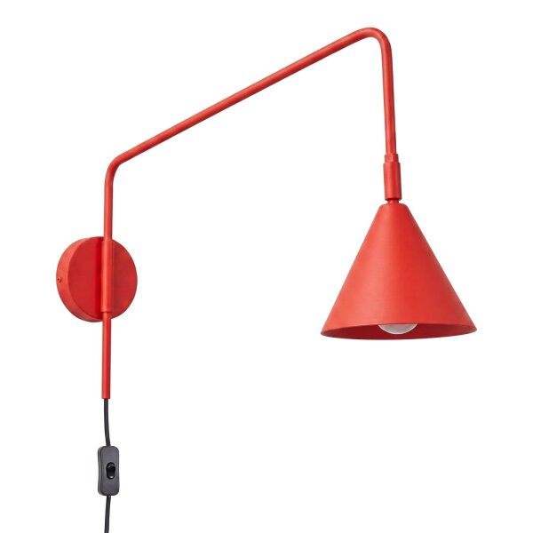 Wandleuchte Stahl Rot Schalter Stecker E14 H:30 cm
