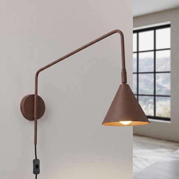 Wandlampe Stahl Braun Schalter Stecker E14 B:14 cm