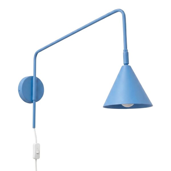 Wandlampe Stahl Hellblau Schalter Stecker E14 T:61cm