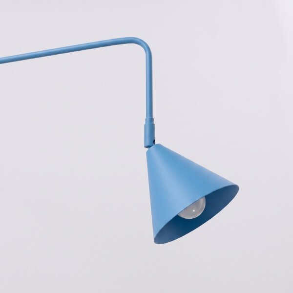 Wandlampe Stahl Hellblau Schalter Stecker E14 T:61cm