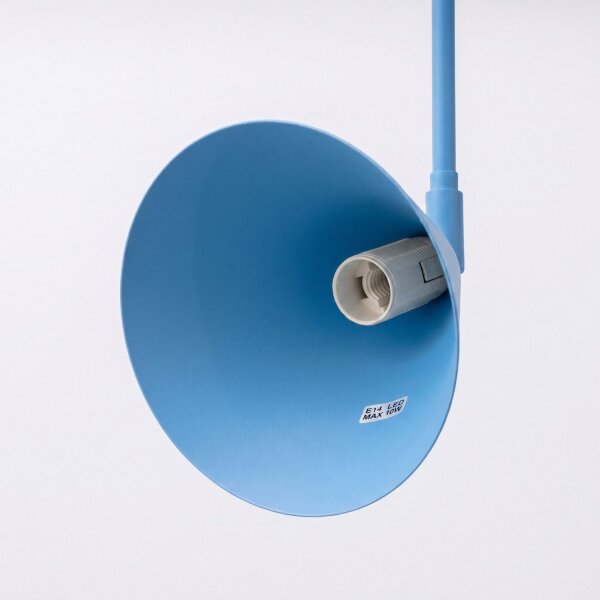 Wandlampe Stahl Hellblau Schalter Stecker E14 T:61cm