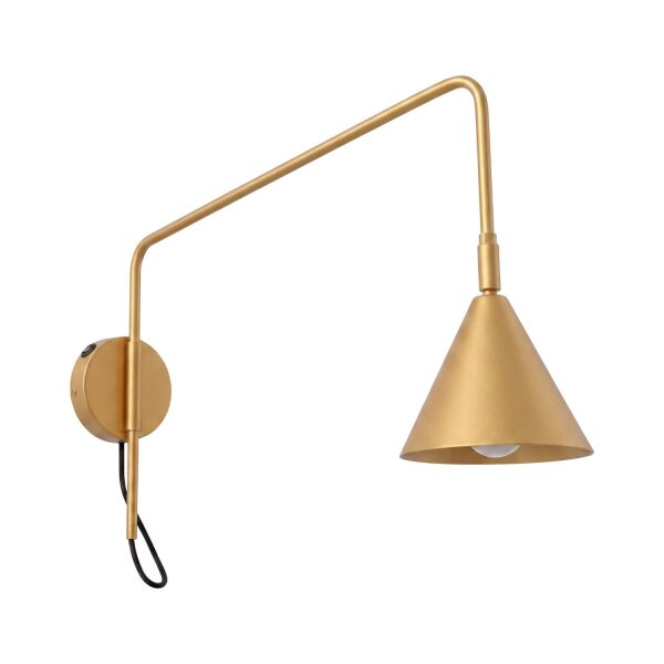 Wandlampe Stahl Gold Schalter E14 H:30 cm wohnlich