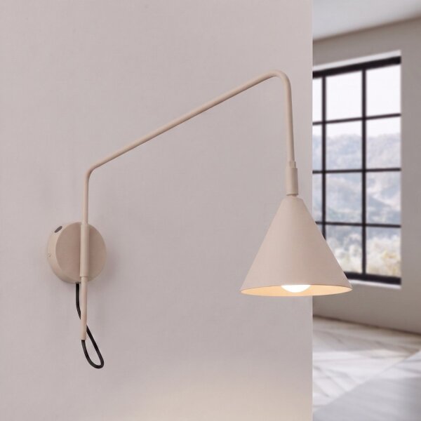 Wandlampe Stahl Taupe Schalter E14 B:14cm wohnlich