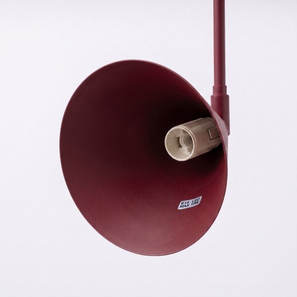 Wandleuchte mit Schalter Stahl Burgund E14 T:61 cm
