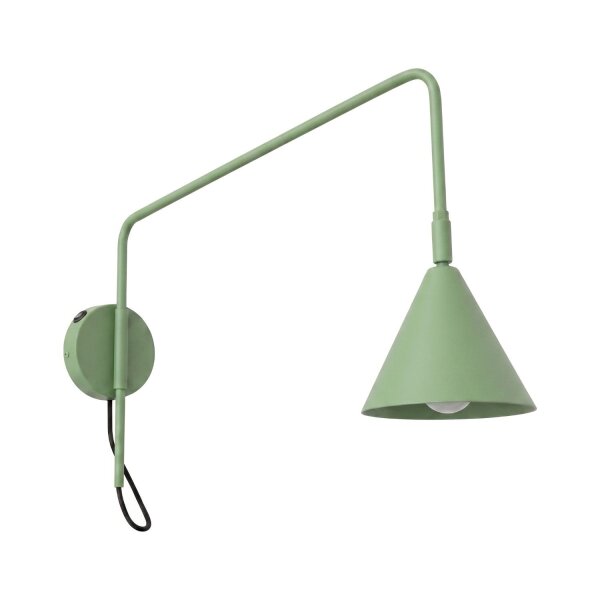 Wandleuchte mit Schalter Stahl Salbei E14 T:61 cm