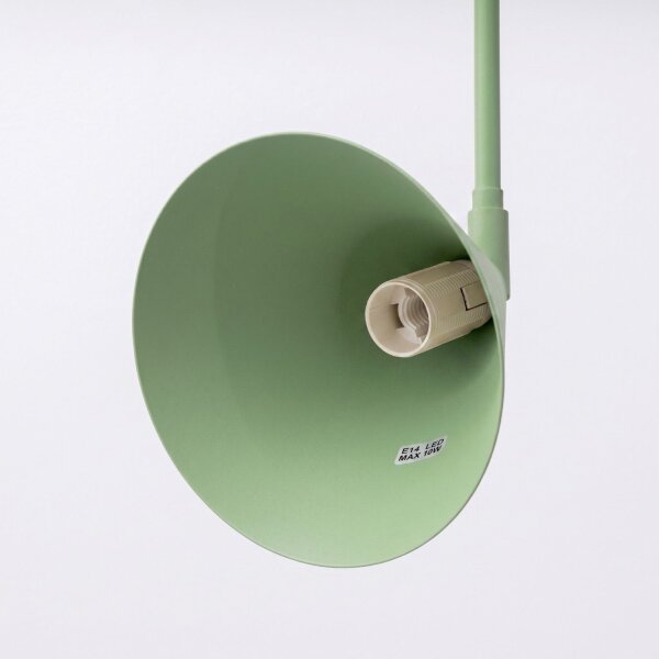 Wandleuchte mit Schalter Stahl Salbei E14 T:61 cm